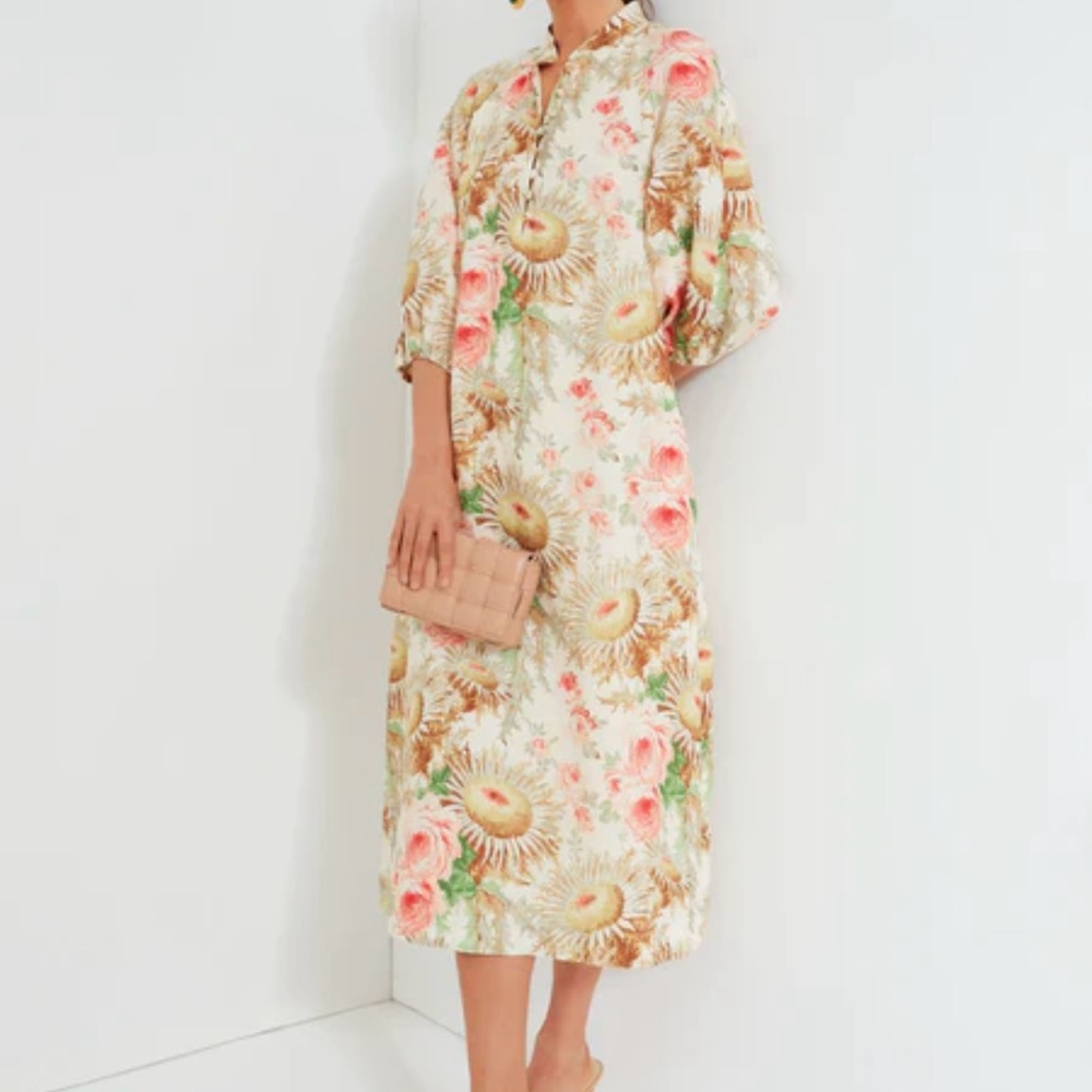 Tuckernuck Cream and Pink Floral Midi Dress